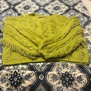 Fringed Lime Green Sweater